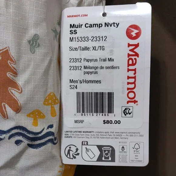 Marmot Muir Camp Collar Novelty Shirt In Trail Mix XL NEW WITH TAGS - Picture 4 of 6